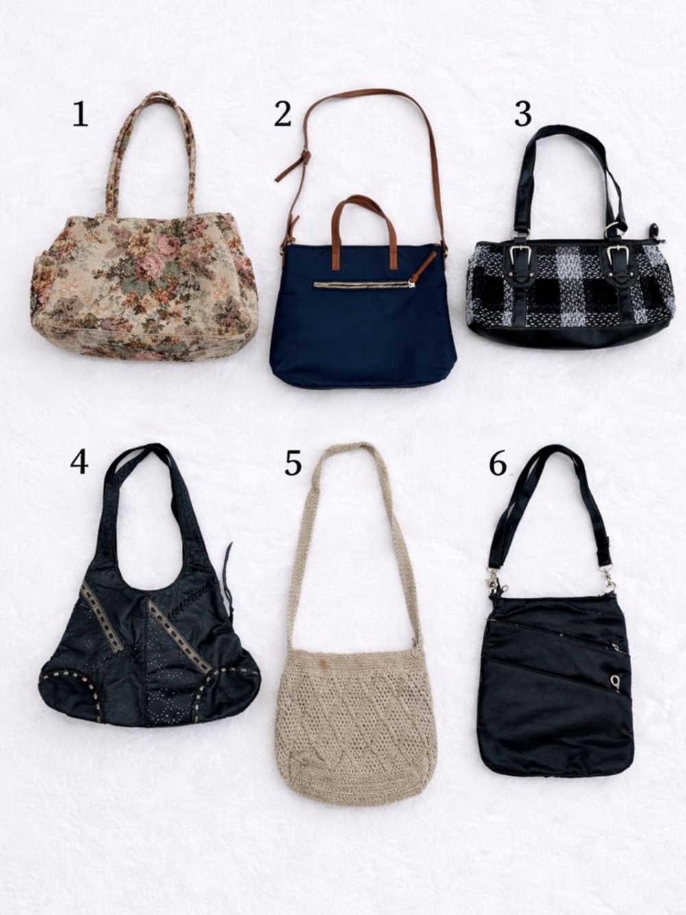 Bundle of 6 Handbags – Totes, Crossbody, Shoulder Bags, Leather & Branded